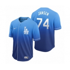Men's Los Angeles Dodgers #74 Kenley Jansen Royal Fade Nike Jersey