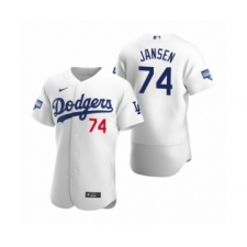 Men's Los Angeles Dodgers #74 Kenley Jansen White 2020 World Series Champions Authentic Jersey