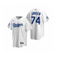 Men's Los Angeles Dodgers #74 Kenley Jansen White 2020 World Series Champions Replica Jersey