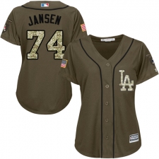 Women's Majestic Los Angeles Dodgers #74 Kenley Jansen Authentic Green Salute to Service MLB Jersey