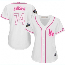 Women's Majestic Los Angeles Dodgers #74 Kenley Jansen Authentic White Fashion Cool Base 2018 World Series MLB Jersey