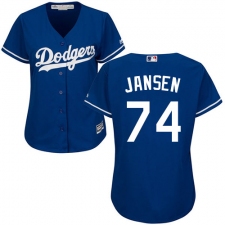 Women's Majestic Los Angeles Dodgers #74 Kenley Jansen Replica Royal Blue Alternate Cool Base MLB Jersey