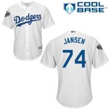 Youth Majestic Los Angeles Dodgers #74 Kenley Jansen Authentic White Home Cool Base 2018 World Series MLB Jersey