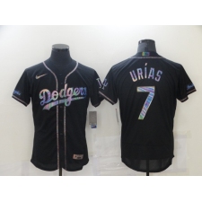 Men's Los Angeles Dodgers #7 Julio Urias Black 2021 Iridescent Logo Jersey Jersey