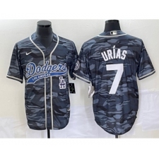 Men's Los Angeles Dodgers #7 Julio Urias Gray Camo Cool Base Stitched Baseball Jersey