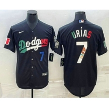 Mens Los Angeles Dodgers #7 Julio Urias Number Black Mexico 2020 World Series Cool Base Nike Jersey