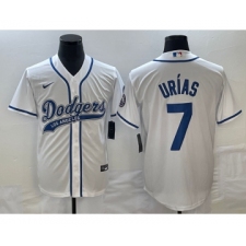 Men's Los Angeles Dodgers #7 Julio Urias White Cool Base Stitched Baseball Jersey1