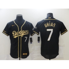 Men's Nike Los Angeles Dodgers #7 Julio Urias Black Gold Authentic Jersey