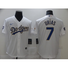 Men's Nike Los Angeles Dodgers #7 Julio Urias White Game Champions Jersey