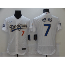Men's Nike Los Angeles Dodgers #7 Julio Urias White World Series Champions Authentic Jersey