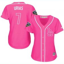 Women's Majestic Los Angeles Dodgers #7 Julio Urias Authentic Pink Fashion Cool Base 2018 World Series MLB Jersey