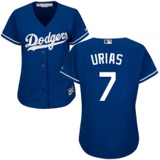 Women's Majestic Los Angeles Dodgers #7 Julio Urias Replica Royal Blue Alternate Cool Base MLB Jersey