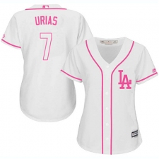 Women's Majestic Los Angeles Dodgers #7 Julio Urias Replica White Fashion Cool Base MLB Jersey