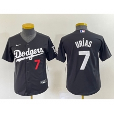 Youth Los Angeles Dodgers #7 Julio Urias Number Black Turn Back The Clock Stitched Cool Base Jersey2