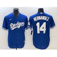 Men's Nike Los Angeles Dodgers #14 Enrique Hernandez Blue Stitched Cool Base Jersey