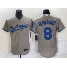 Men's Nike Los Angeles Dodgers #8 Enrique Hernandez Gray Home Replica Player Jersey