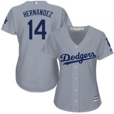 Women's Majestic Los Angeles Dodgers #14 Enrique Hernandez Replica Grey Road Cool Base MLB Jersey