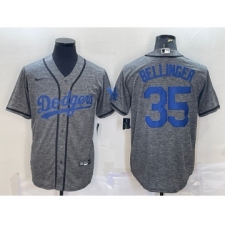 Men's Los Angeles Dodgers #35 Cody Bellinger Grey Gridiron Cool Base Stitched Baseball Jersey