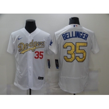 Men's Los Angeles Dodgers #35 Cody Bellinger Olive Gold Authentic Jersey