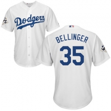 Men's Majestic Los Angeles Dodgers #35 Cody Bellinger Replica White Home 2017 World Series Bound Cool Base MLB Jersey