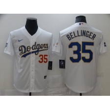 Men's Nike Los Angeles Dodgers #35 Cody Bellinger White Game Champions Authentic Jersey