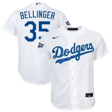 Youth Los Angeles Dodgers #35 Cody Bellinger Nike White 2020 World Series Champions Home Replica Player Jersey