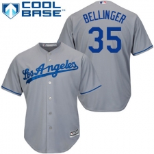 Youth Majestic Los Angeles Dodgers #35 Cody Bellinger Replica Grey Road Cool Base MLB Jersey