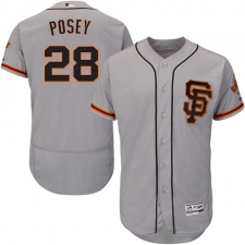 Men's Majestic San Francisco Giants #28 Buster Posey Grey Alternate Flex Base Authentic Collection MLB Jersey