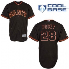 Men's Majestic San Francisco Giants #28 Buster Posey Replica Black New Cool Base MLB Jersey