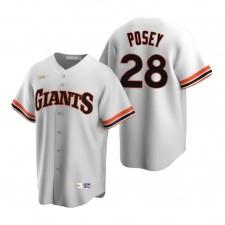 Men's Nike San Francisco Giants #28 Buster Posey White Cooperstown Collection Home Stitched Baseball Jersey