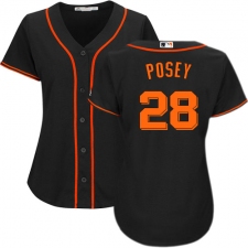 Women's Majestic San Francisco Giants #28 Buster Posey Authentic Black Alternate Cool Base MLB Jersey