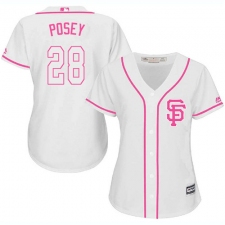Women's Majestic San Francisco Giants #28 Buster Posey Authentic White Fashion Cool Base MLB Jersey