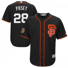 Youth Majestic San Francisco Giants #28 Buster Posey Authentic Black 2017 Spring Training Cool Base MLB Jersey