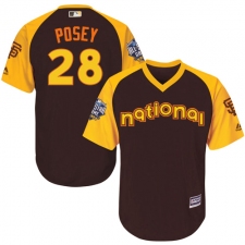 Youth Majestic San Francisco Giants #28 Buster Posey Authentic Brown 2016 All-Star National League BP Cool Base MLB Jersey