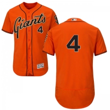 Men's Majestic San Francisco Giants #4 Mel Ott Orange Alternate Flex Base Authentic Collection MLB Jersey