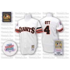 Men's Mitchell and Ness San Francisco Giants #4 Mel Ott Authentic White Throwback MLB Jersey