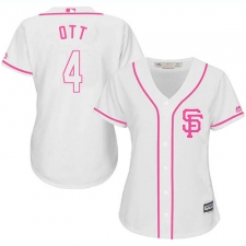 Women's Majestic San Francisco Giants #4 Mel Ott Authentic White Fashion Cool Base MLB Jersey