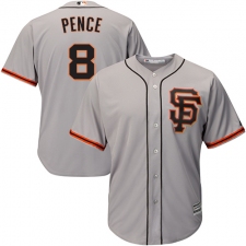 Youth Majestic San Francisco Giants #8 Hunter Pence Authentic Grey Road 2 Cool Base MLB Jersey