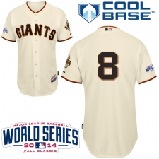Youth Majestic San Francisco Giants #8 Hunter Pence Replica Cream Home Cool Base 2014 World Series Patch MLB Jersey