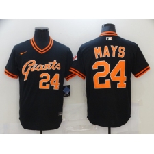 Men's Nike San Francisco Giants #24 Willie Mays Authentic Black Gold Fashion Jersey