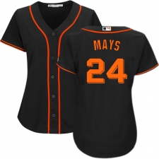 Women's Majestic San Francisco Giants #24 Willie Mays Authentic Black Alternate Cool Base MLB Jersey