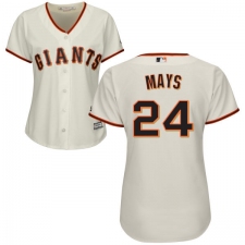 Women's Majestic San Francisco Giants #24 Willie Mays Authentic Cream Home Cool Base MLB Jersey