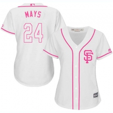 Women's Majestic San Francisco Giants #24 Willie Mays Replica White Fashion Cool Base MLB Jersey