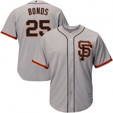 Youth Majestic San Francisco Giants #25 Barry Bonds Replica Grey Road 2 Cool Base MLB Jersey