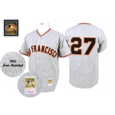 Men's Mitchell and Ness 1962 San Francisco Giants #27 Juan Marichal Authentic Grey Throwback MLB Jersey