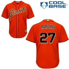 Youth Majestic San Francisco Giants #27 Juan Marichal Authentic Orange Alternate Cool Base MLB Jersey