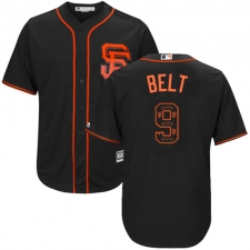 Men's Majestic San Francisco Giants #9 Brandon Belt Authentic Black Team Logo Fashion Cool Base MLB Jersey