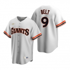 Men's Nike San Francisco Giants #9 Brandon Belt White Cooperstown Collection Home Stitched Baseball Jersey