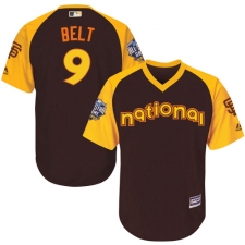 Youth Majestic San Francisco Giants #9 Brandon Belt Authentic Brown 2016 All-Star National League BP Cool Base MLB Jersey