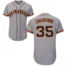Men's Majestic San Francisco Giants #35 Brandon Crawford Grey Road Flex Base Authentic Collection MLB Jersey